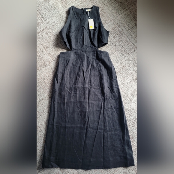 NWT Boden Black‎ Cut Out Linen Midi Dress Size 8 - Picture 9 of 13
